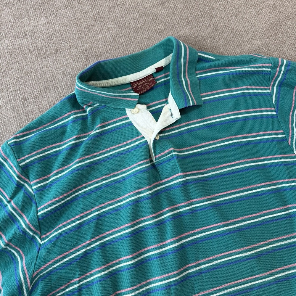 Vintage 90's Chaps Ralph Lauren Teal Stripped Men's Polo Size‎ XL